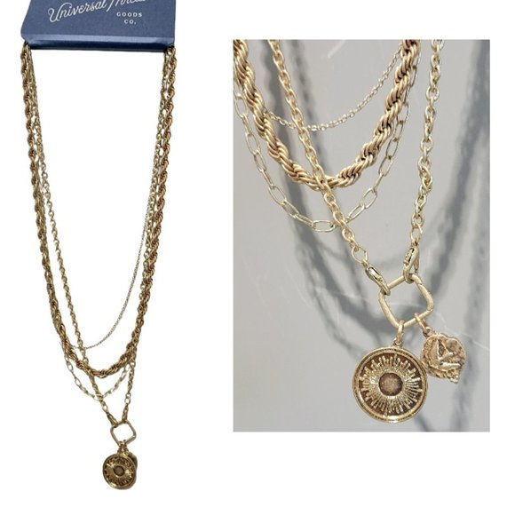 a new day Jewelry - Universal Thread Multi Size Chain Gold Tone Necklace w/ Sun & Dove Charms